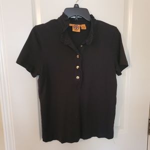 Tory Burch polo with ruffle collar.